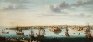 Et af et sæt med syv udsigter over Valletta, Malta og omegn, ca. 1753